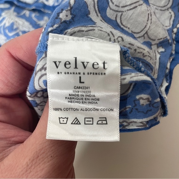 Velvet Graham & Spencer Size L One Shoulder Blouse Floral Puffed Sleeve - Picture 8 of 12